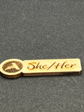 Magnetic Wooden Pronoun Badges