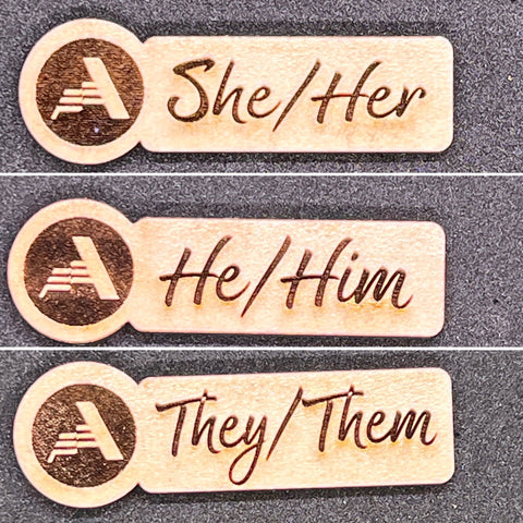 Custom Wooden Pronoun Badges