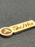 Magnetic Wooden Pronoun Badges