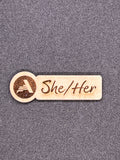 Magnetic Wooden Pronoun Badges